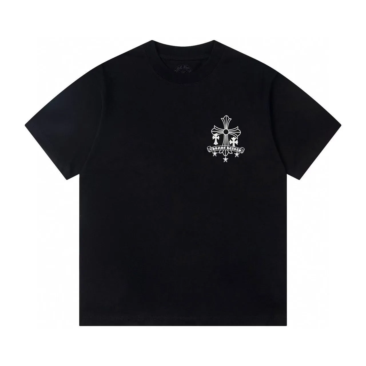 🅿️170 ChromeHearts/Chrome Hearts 25ss round neck T-shirt Original fabric Official same style Short-sleeved T-shirt Customized 260g same vat dyed fabric Very comfortable to the touch Latest brick cabinet synchronization for spring and summer Fashionable and individual Super versatile and good-looking Very suitable for both men and women A must-have style Hang tag Collar label Washed wheat Complete with three standards Color: Black White Size: XS-L